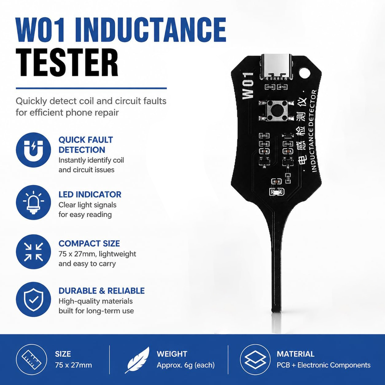 Co Detector Plug - Testador de Indutância Tipo C W01,
